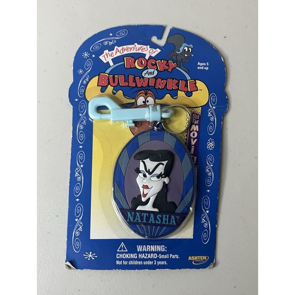 Vintage  Natasha Rocky and Bullwinkle Movie Keychain Ashten Products Rubber New